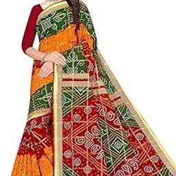 Women's Pure Cotton Bandhani Saree Without Blouse Piece-image-5