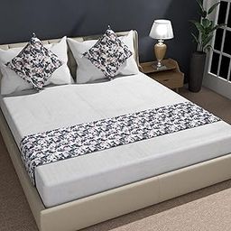 Shri Anand Creations Digital Print Super Soft Fabric Bed Runner Scarf with Matching Cushion Covers/Slipcover Mattress Protector/Bed Linen Scarf/Decorative Set for Bedrooms/Hotel Rooms (Design-2)-5