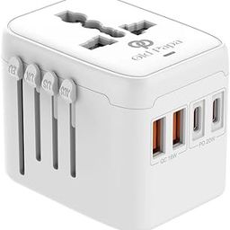 Old Papa 5 in 1 Universal Travel Adapter, PD20W International Power Adapter, 2 x USB-C PD & 2 x USB-A PD Fast Charging,for US, UK, Europe, AUS, South Africa, India and 200 Countries. (White)-picture-20