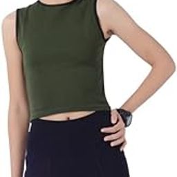 Trendy Solid Plain Tank Top Gym Yoga Sports Activewear Crop Top for Women & Girls 95% Cotton 5% Lycra (Size XS S M L XL 2XL 3XL 4XL)-image-20