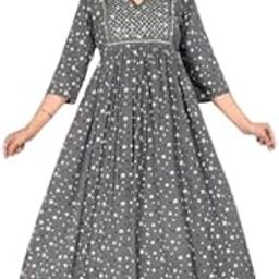Women's Polka Star Printed Rayon Flared Gown-image-14