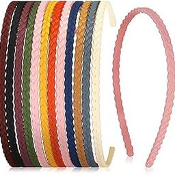 6 Pieces Pigtail Thin Headbands Plastic Braid Head Hair Bands Assorted Skinny Teen Headbands Colored Girls with Teeth for Teens Kids-image-27
