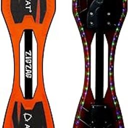 AIRAVAT Zig Zag Wave Board Skateboard Orange Made of Polycarbonate Plastic, High Impact Nylon and Aluminium and PU Wheel with LED Lights with Weight Capacity 125Kg-image-63