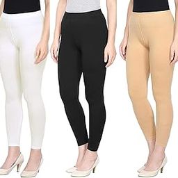 Women's Cotton Lycra Stretchable Ankle Length Leggings Combo (Pack of 3)-image-89