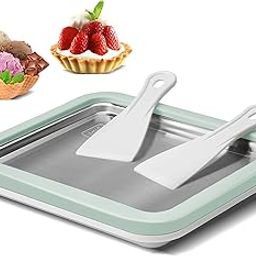XTQINJIN Rolled Ice Cream Maker,Food Grade Stainless Steel Household Ice Cream Pan,Homemade DIY Smoothies, Frozen Yogurt Rolls, Ideal for Family Hands-on Activities (Light Green)-15