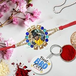 Photo Rakhi for Brother | Stylish & Trendy Customized Rakhies with Picture | Unique Raksha Bandhan Gift for Bhaiya with Roli Chawal-image-49