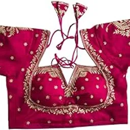 bong butiq Masaba Cut Bichitra Silk Blouse, Zari Work, Padded, Multiple Sizes-picture-9