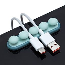 Cable Clips, Cord Management Organizer, Silicone Adhesive Hooks, Wire Cord Holder for Power Cords and Charging Accessory Cables, Mouse Cable, PC, Office and Home (Blue, Pack of 1)-16