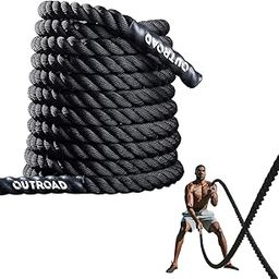 Outroad Battle Rope, 1.5" Diameter 30ft Poly Dacron Workout Exercise Training Heavy Rope, Workout Equipment for Crossfit Training Home Gym & Fitness Exercises, Black-image-43