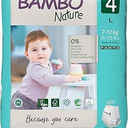 Bambo Nature Premium Baby Diapers - Pants Style, Large Size, 20 Count - Super Absorbent Toilet Training Pull Ups with Wetness Indicator for Kids from 5-12 Months-image-43
