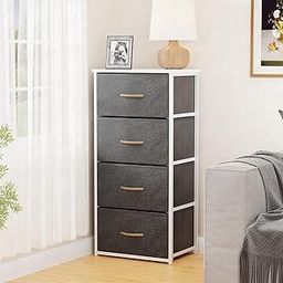 Lukzer Universal Dresser with 4 Foldable Drawers with Handle – Fabric Storage Tower Organizer with White Metal Frame & Engineered Wood Top for Bedroom, Closet & Home Use, DIY Assembly (White/MMR-002)-17