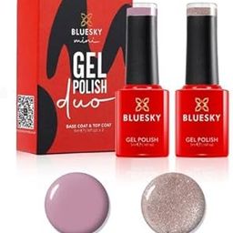 Bluesky Gel Nail Polish Due Set, 2 x 5ml, Musk Pink A44, Pink Glitter Fairy Dust Light 63903 (Requires Curing Under UV LED Lamp)-image-1