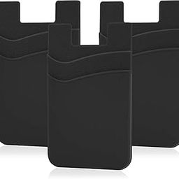 Pack of 3Pcs. Silicone TPU Metro/Credit Card Holder for Back of Mobile or Case,Stick on Phone Back Adhesive Dual Pocket Wallet for All Smart Phones (Black,3 Pack)-104