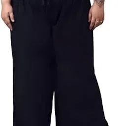 valles365 by s.c. Black Solid Plus Size Palazzo-picture-3
