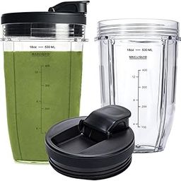 18OZ Replacement Cups Compatible with Ninja Nutri BN401, SS101, BN400, BN800, BN801 Blender, with Upgraded Sip and Seal Lids- Convenient to Drink Directly.(2 Pack)-image-11