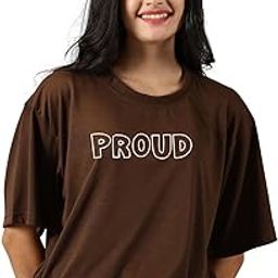 Oversized | Loose Fit | Half Sleeves Drop Shoulder Cotton Blend Round Neck Printed T-Shirt for Women-image-71