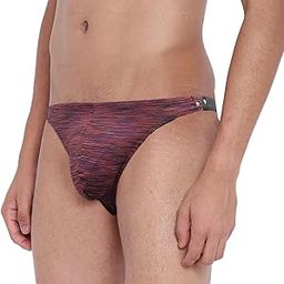 Polyester Spandex Men Thongs Underwear Casual Mid Rise Single Layered (Red)-picture-29