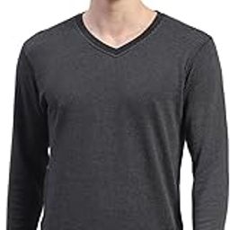 Mens Solid Cotton Blend V Neck Full Sleeve Thermal Vest (6230BM7BL)-picture-18