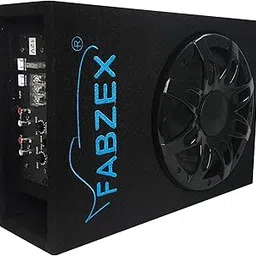 FABZEX 8 Inch Car Active Under-Seat Car Subwoofer, 200W RMS Powered Bass Tube with Built-in Amplifier, Compact Slim Design – Black with Blue Logo-image-56