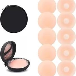 Silicone Pasties Comfortable Invisible Nipple Cover Lingerie,Shoulder Less Backless Dresses Reusable No Show Bra for Women (Pack of 10)-image-43