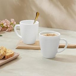 Larah by BOROSIL 2 Pcs Tea/Coffee Orbit White Opalware Mug, 390 ml Each, Microwave & Dishwasher Safe, Bone-Ash Free, Crockery Set Ideal for Daily Use & Gifting-31