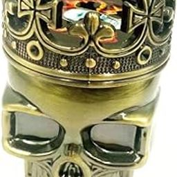 Hitansh Enterprises Brass Skull Shaped Big Size 2 Layer Metallic Herb Crusher, Grinder | Smoothesh Grinder of All Herbs and Spices-image-54