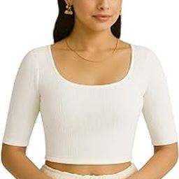 Ready to Wear Crush Fabric Blouse for Women – Stretchable Elbow Sleeves, Ideal for Saree Party & Traditional Looks-25