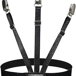 Shirt Stays for Men Belt Upgrade Adjustable Elastic Garter Military Shirts Holder with Non-slip Locking Clamps (Free Size, Black, 1 Pair)-image-97