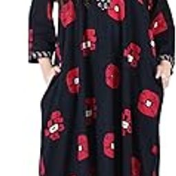 Cotton Kaftan Dresses for Women | Hand Printed Cotton Kaftan Nighty for Women | Length- 52 Inches-image-10