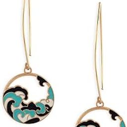 Blue Enamelled Sea Wave Contemporary Drop Earring For Women-ZPFK16799-43
