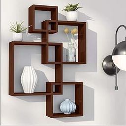 Dime Store Intersecting Wall Mount Wall Shelf Four Wall Shelves for Living Room (Standard, Elegant Brown)-20