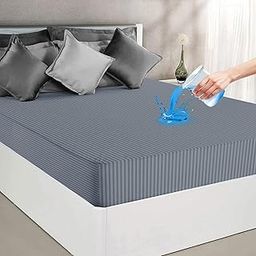 BSB HOME Premium Cotton Water-Resistant Mattress Protector with All Round Elastic Fitted– Breathable, Noiseless, Bed Cover, Hypoallergenic & Washable – (78 x 72 + 10 Inches, Color- Grey)-image-25