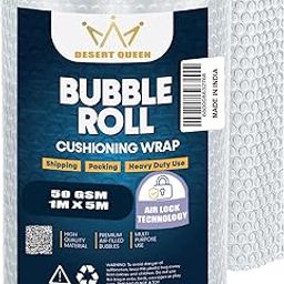 DESERT QUEEN Air Bubble Wrap Packing Roll For Safety, Multipurpose Packing Material 1 Meter Wide (5M 50Gsm)-picture-20