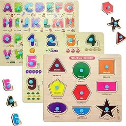 Lefan Wooden Learning Educational Board for Kids, Puzzle Toys for 2 Years Old Boys & Girls (Alphabets, Numbers & Shapes) (ABC, Numbers & Shape)-17