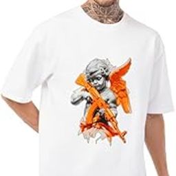 Men's Graphic Printed 220 GSM Round Neck Cotton T-Shirt – Soft & Breathable Regular Fit Casual Wear for Daily Use – Half Sleeve Solid Tshirts White-image-1