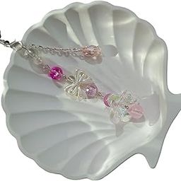 beads phone charms aesthetic crystal clear Acrylic Pink floral & bracelet hangings for mobile cover string jewellery good luck lanyard for women girls Handmade pearl wrist strap-picture-23