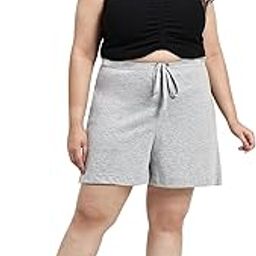 Plus Size Shorts for Women | Cotton Knitted | Waist Elastic | Stretchable | Gym & Yoga wear (Grey)-image-49