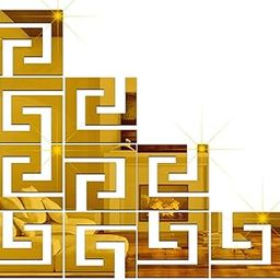 Bikri Kendra - 20 Geometric Golden Decorative Mirror Stickers for Wall, Wall Mirror Stickers, 3D Acrylic Stickers Wall Stickers for Hall Room, Bed Room, Kitchen Living Room Kids Room.-5
