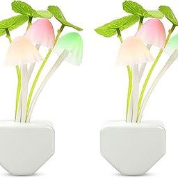 GLUN® Multicolor LED Mushroom Night Lights Pack of 2, Smart Light Sensor with Auto On/Off | Color Changing Home Décor Lamps-3