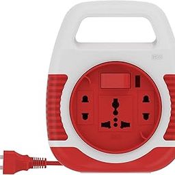 GM 3040 240V Square 2 Pin Flex Box 5 Metre with Handle, Indicator & International Socket (Red and White)-14