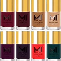 MI FASHION Velvet Matte Multicolors Nail Polish Set Lacquer (Highly Pigmented-Long Lasting) For Women Top Coat 9.9ml Each (Combo-8)-image-99