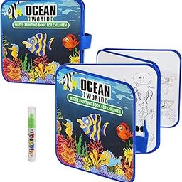 FunBlast Ocean World Water Painting Book for Children – Reusable Magic Water Colouring Book with Pen, Mess-Free Educational Activity Toy for Kids (Multicolor)-image-25