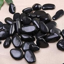 Polished Marble Stone Pebbles for Home & Garden Decoration|Plants & Pots|Art & Craft|Aquarium Vase Filler | BLACK Polish 500 GMS-image-77