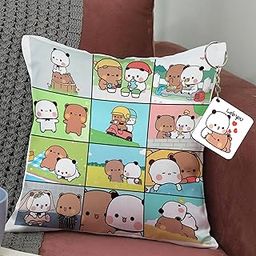 Bubu Dudu Cushion Love Gift for Birthday|Gift for Wife Cushion Cover with Filler at-4-image-0