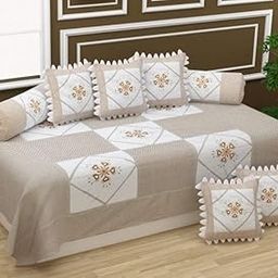 KETOSTICS 300 TC 100% Pure Cotton Diwan Set Covers 8 Pieces Pure Cotton Designer Printed Standard Diwan Set (1 Single Bedsheet, 2 Bolster Covers, 5 Cushion Covers)-image-24