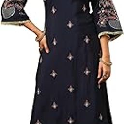 globus Women V-Neck Gotta Lace Bandhani Print Pleated A-Line Festive Kurta With Elasticated Pants-picture-38