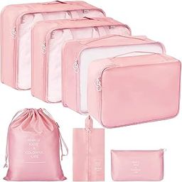 Polyester 7 Set Packing Cubes Luggage Packing Organizers For Travel Accessories (Pink), 27.99 x 11 cm-image-5