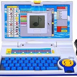 Gooyo GY-1101 Plug & Play English Learner Educational Laptop Toy with 20 Learning & Playing Activities|Blue & White Color,Dual Power Supply Source:Micro USB Cable(Included) &3xAA Battery(Not Included)-12