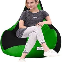 RnS Rest 'n' Sleep - Bean Bag Filled with Beans, with 1 Year Warranty (4XL, Parrot Green/Black)-image-29