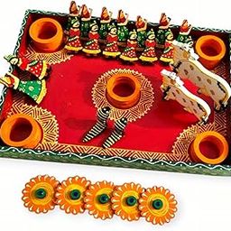 Royal Indian Art - Handmade Wooden Decorative Bachbaras Pata for Pooja (Size 14 x 10 x 1 inch)-image-14